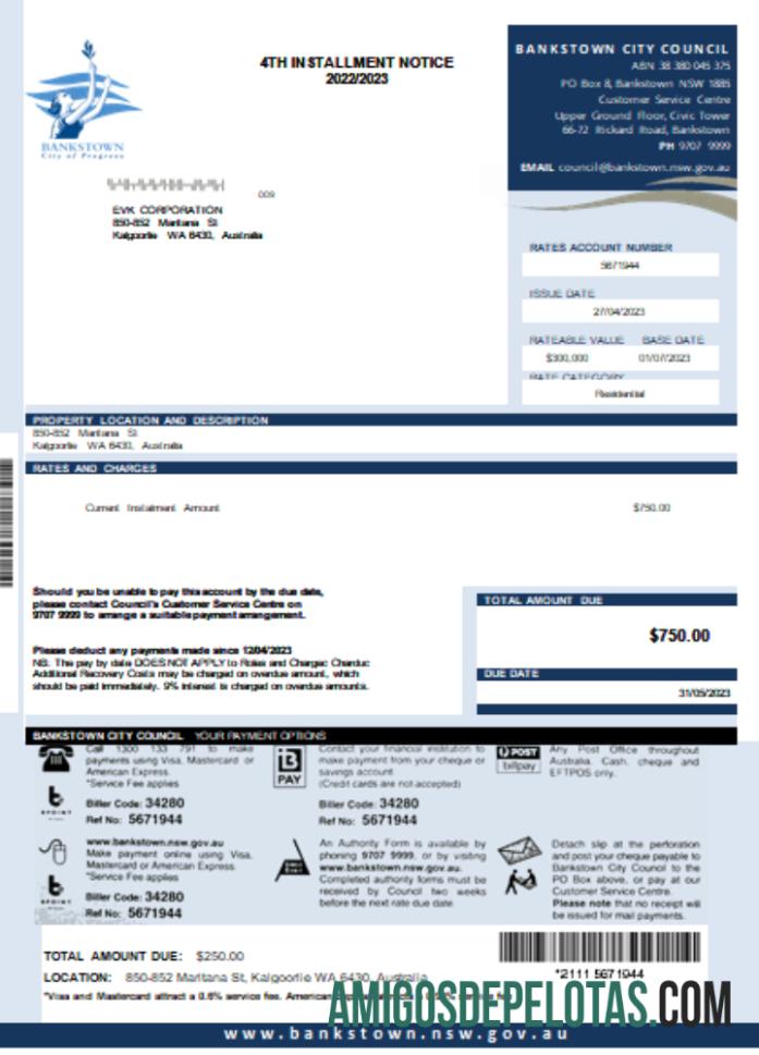 Projeto de lei de serviços públicos da Câmara Municipal de NSW Bankstown, SCR exemplo